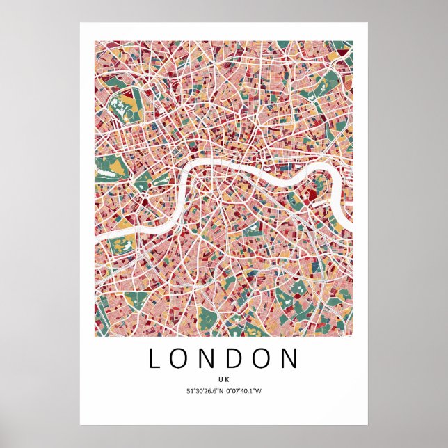 Póster de Mapa de Londres Inglaterra | Arte de Par (Frente)