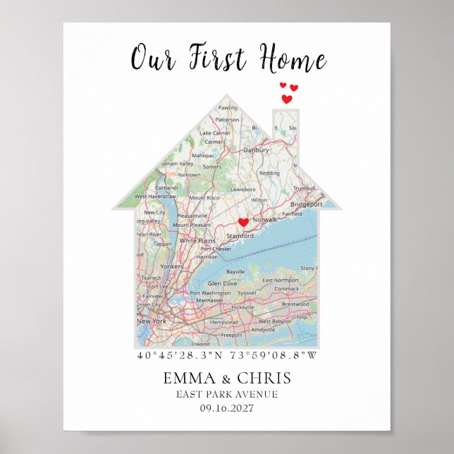 Póster de Mapa de Nuestra Primera Casa Personaliza (Frente)