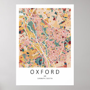 Póster de Mapa de Oxford Inglaterra Arte de Pare