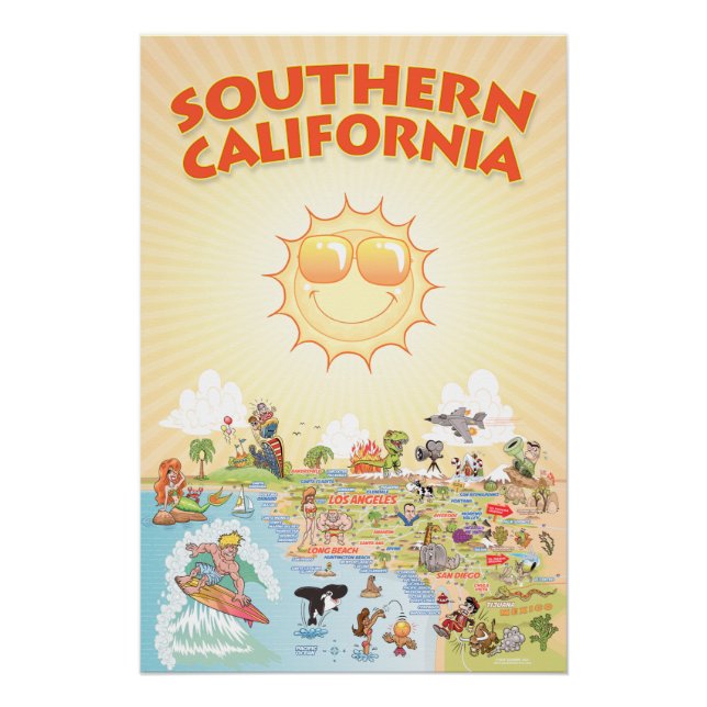 Poster de Mapa de Personalizados del Sur de Califo (Anverso)