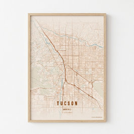 Póster de Mapa de Terracota de Tucson Regalo de Ar