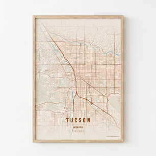 Póster de Mapa de Terracota de Tucson Regalo de Ar