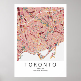 Póster de Mapa de Toronto Canadá | Arte de Pared d