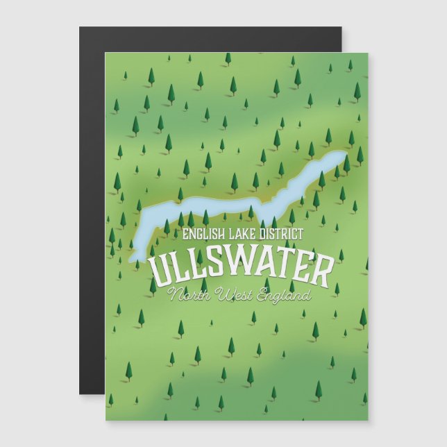 Póster de mapa de viaje del lago Ullswater. (Anverso/Reverso)