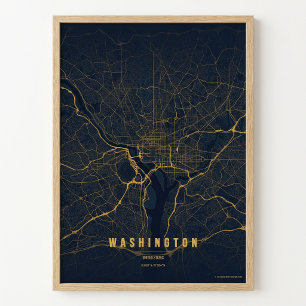 Póster de Mapa de Washington D.C. en Oro Regalo de