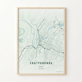 Póster de Mapa del Bosque de Chattanooga Regalo de
