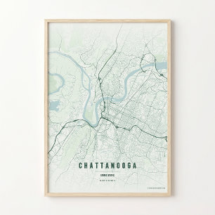 Póster de Mapa del Bosque de Chattanooga Regalo de