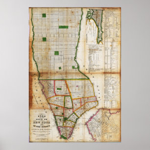 Póster de mapa detallado vintage de Nueva York 183