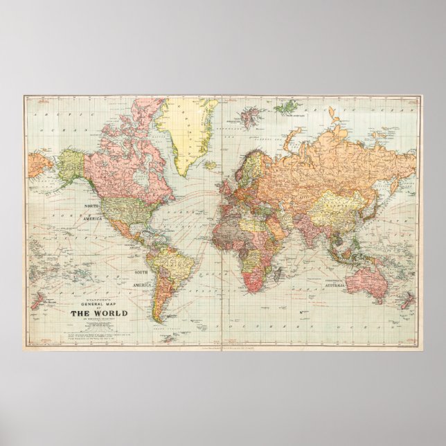 Póster de Mapa General del Mundo (Frente)