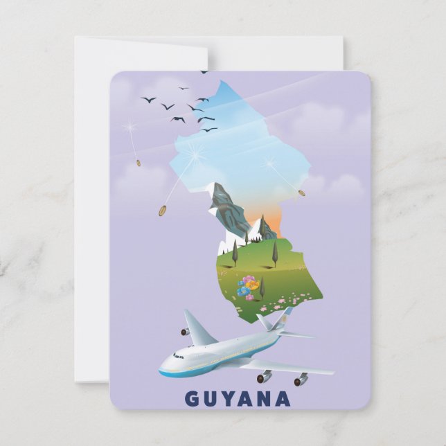 Póster de mapa ilustrado de Guyana (Anverso)