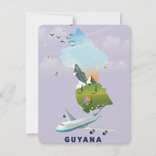 Póster de mapa ilustrado de Guyana