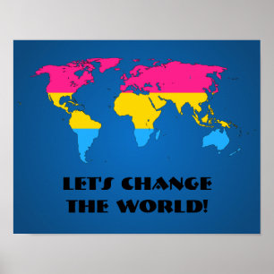 Póster de mapa mundial del orgullo pansexual