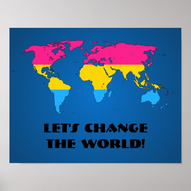 Póster de mapa mundial del orgullo pansexual (Frente)