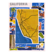 Póster de mapa pictórico vintage de California 195