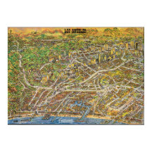 Póster de mapa pictórico vintage de Los Ángeles 19