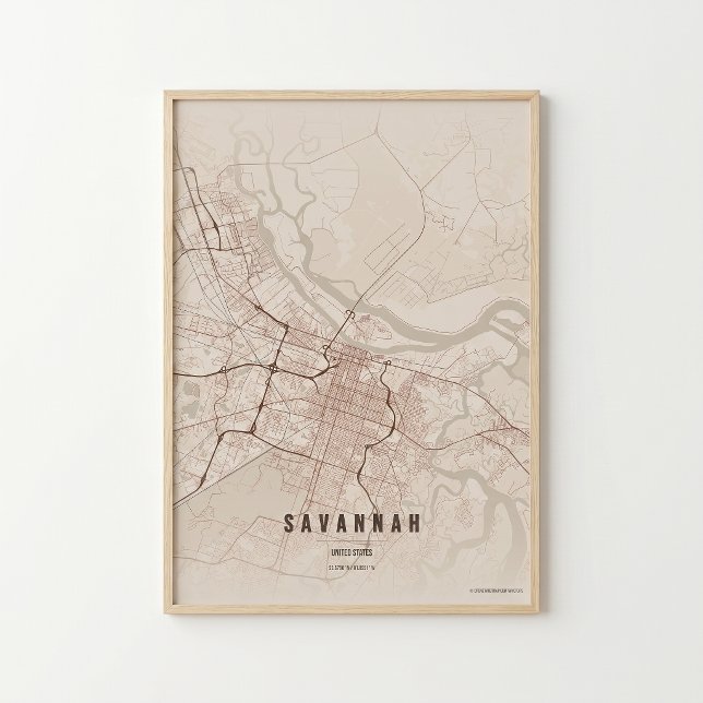 Póster de Mapa Rústico de Savannah Regalo de Arte  (Subido por el creador)