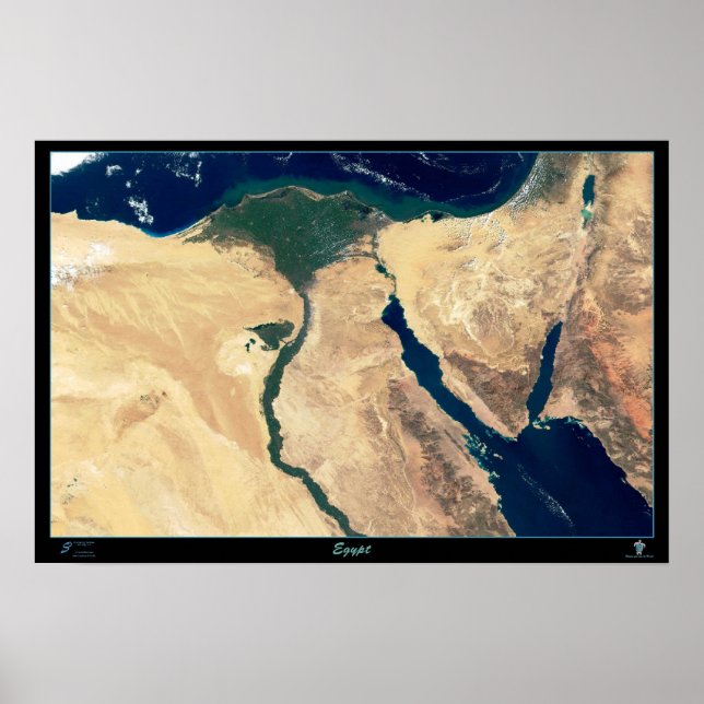 Póster de mapa satelital de Egipto impreso desde e (Frente)
