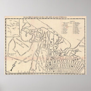 Póster de mapa vintage de Beverly Hills 1930