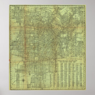 Póster de mapa vintage de Los Ángeles 1920