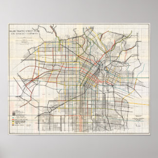 Póster de mapa vintage de Los Ángeles California 1