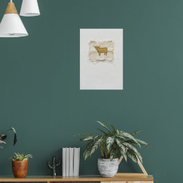Póster de Mapa Vintage de Vaca de las Tierras Alta
