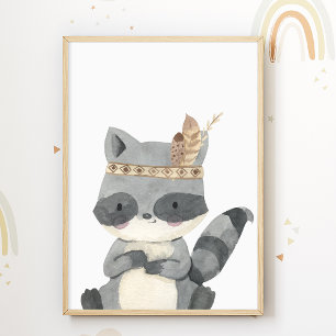 Póster de Mapache Indígena Americano Impresión par