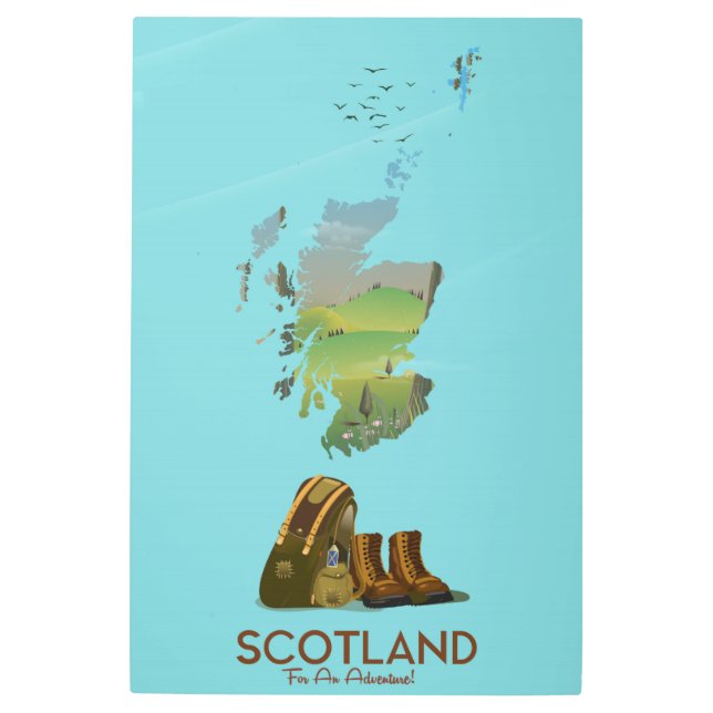 Poster de mapas de viajes de senderismo de Escocia (Anverso)