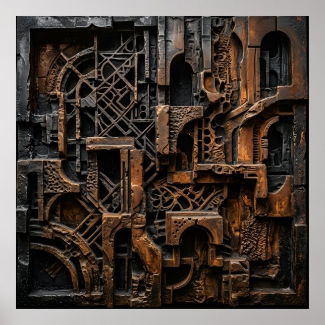 Póster de maquinaria industrial steampunk (Frente)