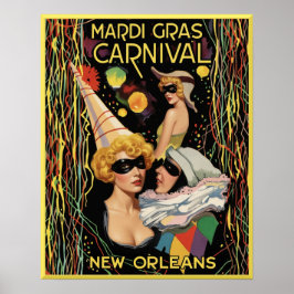 Póster de Mardi Gras Nueva Orleans.  