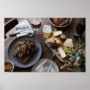 Póster de Maridaje de Cerveza y Queso para Cena Rú