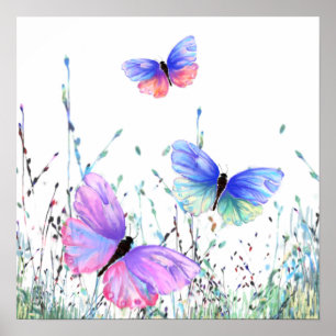 Póster de mariposa colorida pintura de primavera