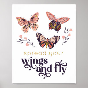 Póster de mariposa extiende tus alas y vuela