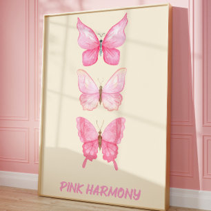 Póster de Mariposa Rosa Arte de Pared   Femenino S