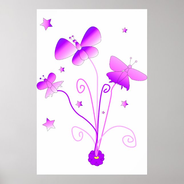 Póster de mariposas con flor (Frente)