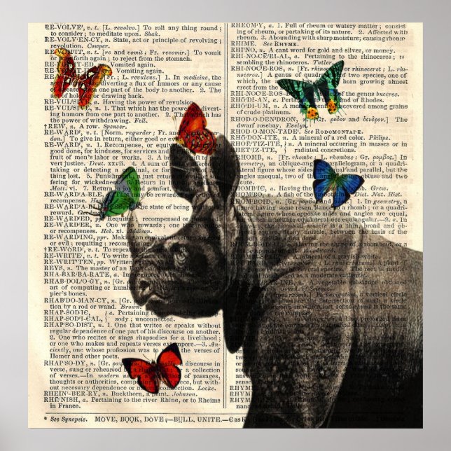 Poster de mariposas de rinoceros de arte alterado (Frente)