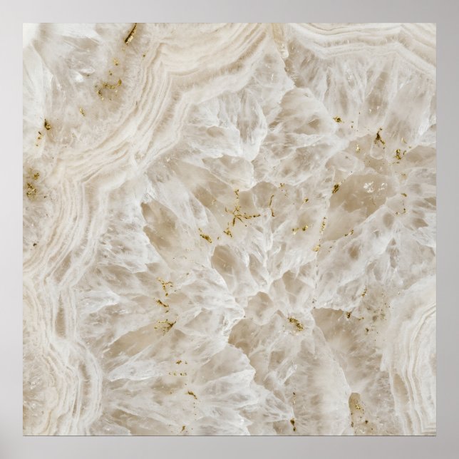 Póster de mármol floral crema (Frente)