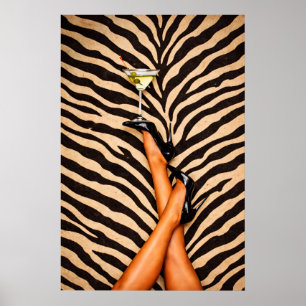 Póster de Martini de Cebra, Arte de Pared de Moda
