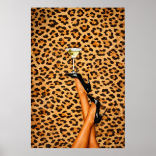Póster de Martini de Leopardo, Arte de Pared de Mo