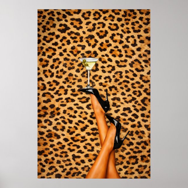 Póster de Martini de Leopardo, Arte de Pared de Mo (Frente)