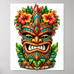 Póster de Máscara Tiki Tropical Bloom