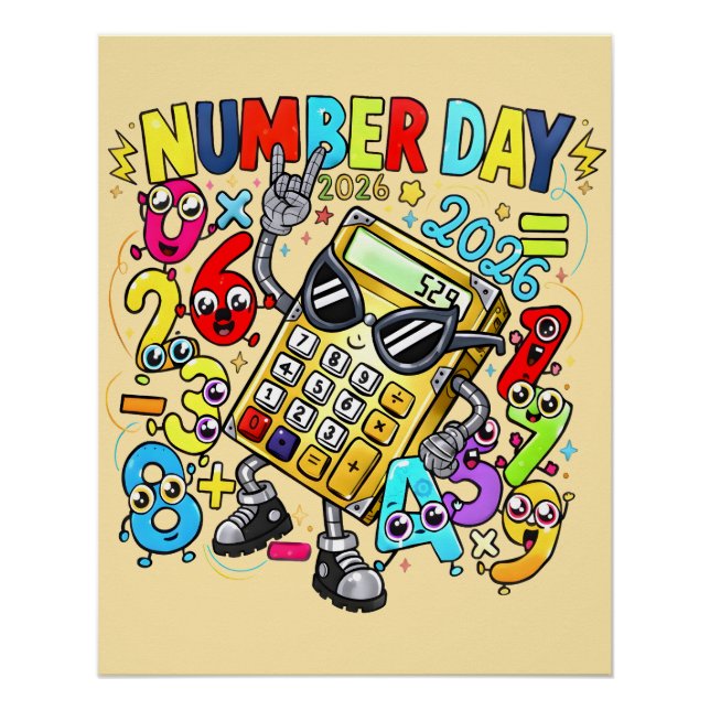 Póster de Matemáticas para Niños del Día del Númer (Anverso)