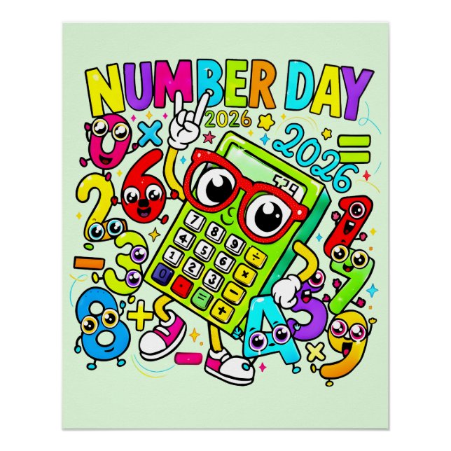 Póster de Matemáticas para Niños del Día del Númer (Anverso)