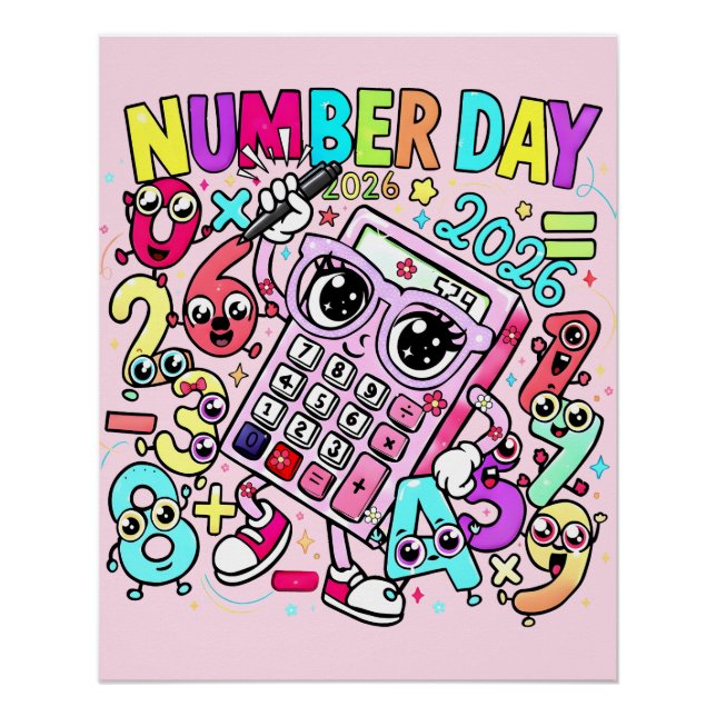 Póster de Matemáticas para Niños del Día del Númer (Anverso)