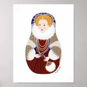 Póster de Matriuska de la Reina Isabel I de Inglat