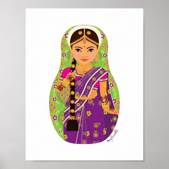 Póster de Matriuska de Novia del Sur de la India (Frente)