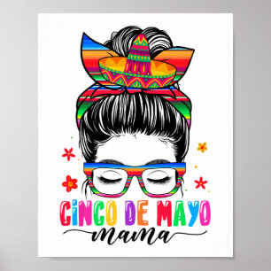 Póster De Mayo Mama Messy Bun Hair Mamá Mexicana Da