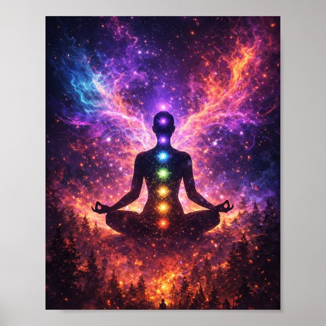 Póster de Meditación del Chakra Cósmico (Frente)