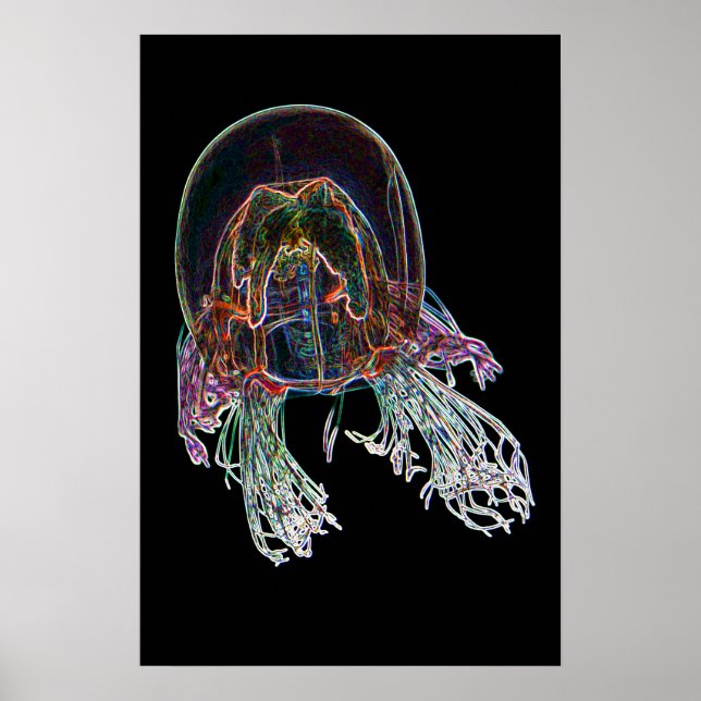 Póster de Medusa de Neón Oscuro (Frente)