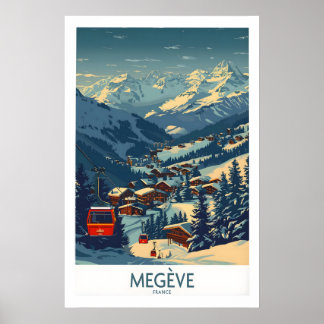 Póster de Megève Francia Impresión de Esquí 1
