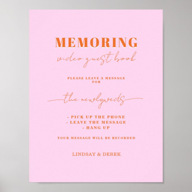 Póster de Mensaje de Libro de Invitados Memoring (Frente)